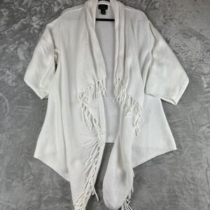 Pure Handknit for Fresh Produce Open Cardigan Women's XS/S White Fringe (1032)